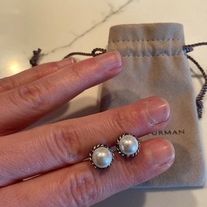 David Yurman Petite Chatelaine Pearl Stud Earrings 8mm